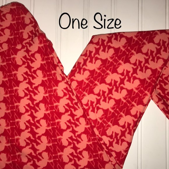 Lularoe OS leggings valentines day cupid red pink BRAND NEW ONE SIZE BRAND NEW - Picture 1 of 2